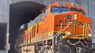 NS 123 coming out of Nemo tunnel with a BNSF SD70MACE 2nd and a UP SD70AH rear DPU [upl. by Ainak161]