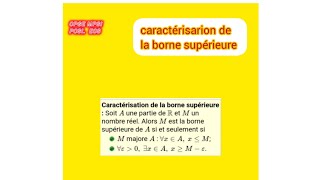 caractérisation de la borne supérieure [upl. by Leirbma]