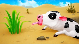 Hungry Baby Cow Food Hunt Adventure at Desert  Funny Cow Cartoons  Cow Comedy Videos [upl. by Maury415]