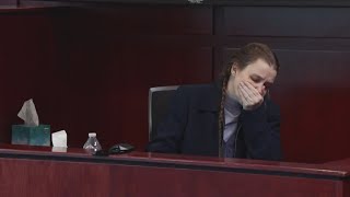 Michigan mom vomits on the stand when shown photos of her malnourished son she tortured [upl. by Nipsirc]