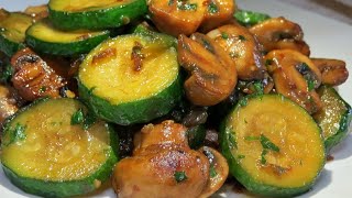 Savoureux et facile  Recette de courgettes et champignons  Zucchini and Mushroom Recipe [upl. by Ariaz]