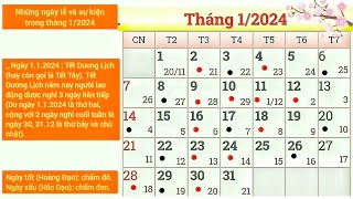 Lịch âm tháng 1 năm 2024 Lịch âm hôm nay Lịch vạn niên 2024 Ngày tốt xấu tháng 12024 [upl. by Cheke725]