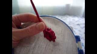 Вышивка лентамиПышная роза Часть 2Tutorial on embroidery ribbons [upl. by Analahs]