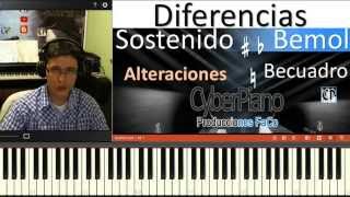 Diferencias entre sostenido  bemol b y Becuadro CyberPiano [upl. by Lewin]