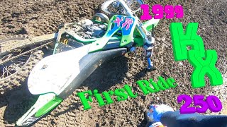 1999 KX 250 FIRST RIDE MICKLEFIELD MX TRACK [upl. by Yetah851]