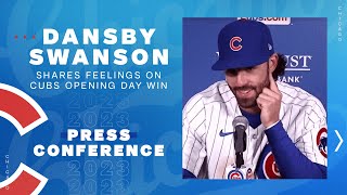 quotWeve got a lot of proven guys on this team Its nice to mesh this earlyquot  Swanson on Cubs Win [upl. by Middlesworth442]