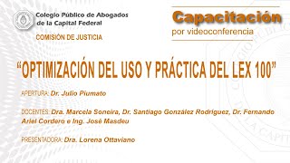 Videoconferencia quotOptimización del uso y práctica del Lex 100quot [upl. by Saffier]