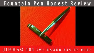 Jinhao 101 Black fountain pen review with Baoer 525 EF nib [upl. by Ahsekin]