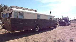 Pulling the 1971 DodgeCarpenter Bus off the trailer [upl. by Armillda134]