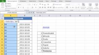 Excel  Nazwy dni tygodnia z daty w 10 sekund  porada 80 [upl. by Aneeled]