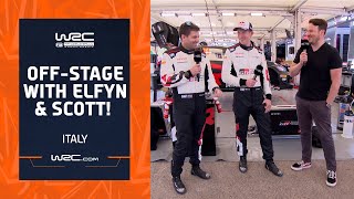 WRC OffStage Chatting with Elfyn Evans amp Scott Martin [upl. by Aietal]