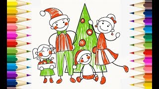 Dibujos de Navidad para niños🎄 familia navideña [upl. by Fuhrman]