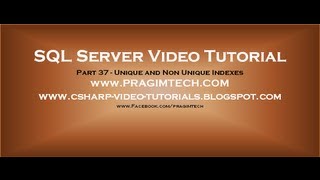 Unique and Non Unique Indexes in sql server Part 37 [upl. by Ecnedac]