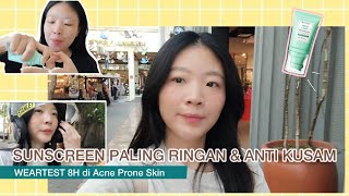 Review  Weartest 8 jam Skintific Aqua Light Daily Sunscreen di Kulit Acne Prone  Luella Artistry [upl. by Magulac]