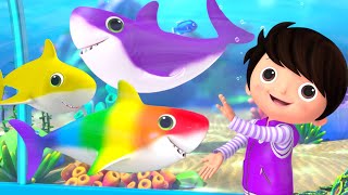 Colorful Sharks and Baby Shark Dance Party  Fun Baby Songs  Classic Baby Songs [upl. by Gyasi298]