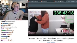 xQc reacts to Streamer quotNormequot Banned for trying to stay awake for 12 Days Straight [upl. by Allebram73]