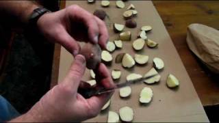 Cutting potatoes getting ready to plant [upl. by Lalittah]