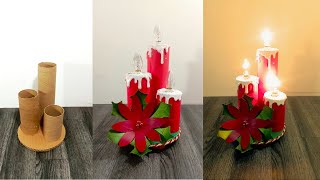 hacer velas navideñas de reciclaje paso a paso con tubos de carton rollos de papel higienico [upl. by Michaele]