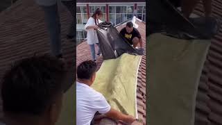 Roof waterproofing membrane laying process [upl. by Netnerb576]