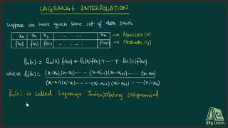 Lagrangess Interpolation Formula for Uneqispaced Values [upl. by Namyl]