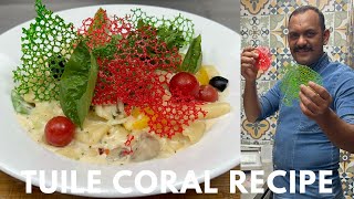 Tuile Coral Recipe  How To Make Perfect Coral Tuile  Lace Tuiles Recipe  Garnish Recipe [upl. by Airednaxela]