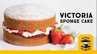 How to make an Easy Victoria Sponge Cake  School of Baking [upl. by Nerhe]