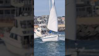 Sailboat Sets Sail As It Heads Through The Choppy Inlet [upl. by Idurt529]