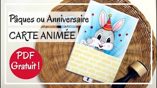 TUTO CARTE de PAQUES ou ANNIVERSAIRE Lapin animé  INTERACTIVE  Très peu de matériel nécessaire [upl. by Rebel]