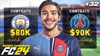 PSG ou MAN CITY  E AGORA  MODO CARREIRA JOGADOR FC 24  Parte 32 [upl. by Eiclud]