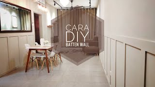 CARA MUDAH DIY BATTEN WALL diy decoration belajar mdfboard malaysia [upl. by Airual67]