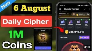 Hamster Kombat daily cipher today 6 August  hamster kombat daily cipher  Daily cipher today [upl. by Aissac]