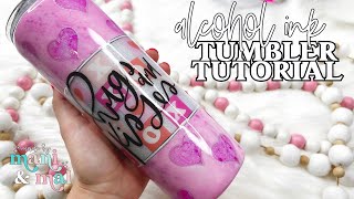 Alcohol Ink Peek A Boo Tumbler Tutorial [upl. by Aisatnaf159]