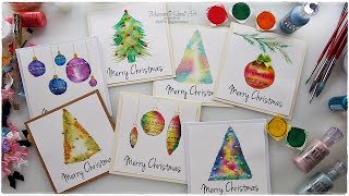 7 Watercolor Christmas Card Ideas for Beginners ♡ Maremis Small Art ♡ [upl. by Snehpets]