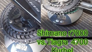 Shimano r7000 105 vs Tiagra 4700 Vergleich Gewicht 170mm 5034 [upl. by Hendrick]