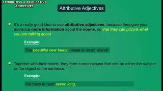 Attributive amp predicative adjectives learningvedio [upl. by Nofpets]