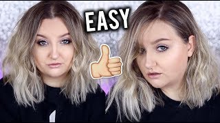 HOW TO STYLE A BLUNT CUT LOB  SHORT MESSY WAVES  SIDE amp MIDDLE PART [upl. by Picardi]