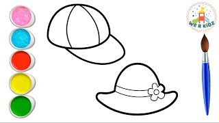 Drawing and Coloring Summer Cap  How to Draw Colorful Sun Hat Learning Video for Kids amp Toodlers [upl. by Najtsirk]