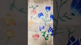 Organza dress design 🥰🥰painting Designbeautiful flower trending shorts youtube video [upl. by Meletius]