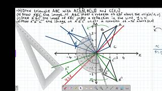 MATH FORM2 TRANSFORMATIONS LESSON 1 KCSE 2008 PP1 NO21 ROTATION THROUGH 90° and REFLECTION [upl. by Duggan479]