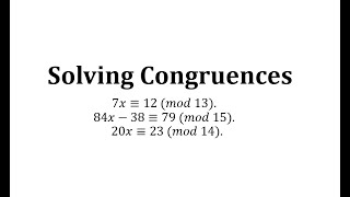 Solving Congruences [upl. by Ohploda]