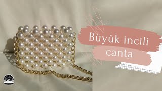 Büyük incili çanta yapımı boncuk çanta yapımı beadedbaghow make to pearl bag beadedbag diy [upl. by Eenitsed]