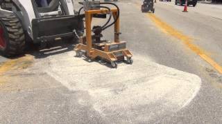 Thermoplastic Arrow Pavement Marking Removal without surface marks with SMITH X3 Rotary Eraser [upl. by Ynnavoj617]