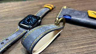 革福〜イタリアンレザーでキーホルダー作りとお揃いのアイテム達 leathercraftcraft leatherwork applewatchband レザークラフト キーホルダー [upl. by Eidderf]