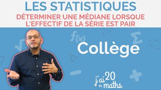 Déterminer une médiane lorsque leffectif de la série est pair  Les statistiques  Collège [upl. by Nylekoorb]