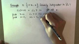 Linearly independent functions example [upl. by Jeniffer]