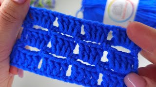 🤩crochet simple block stitch perfect for blanket 💙 [upl. by Dleifniw]