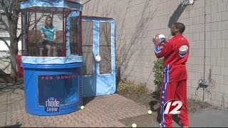 Harlem Globtrotter Dunks Michaela In Dunk Tank [upl. by Aronow722]