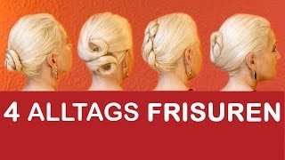 4 schnelle Alltags Frisuren einfach selber machen  mittel amp lange Haare  Arbeit  Uni  Schule [upl. by Ahseekan]