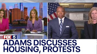 NYC migrant crisis Mayor Adams discusses housing protests [upl. by Grieve]