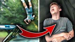 Wer springt höher vom Trampolin runter Challenge gegen Bruder [upl. by Signe]